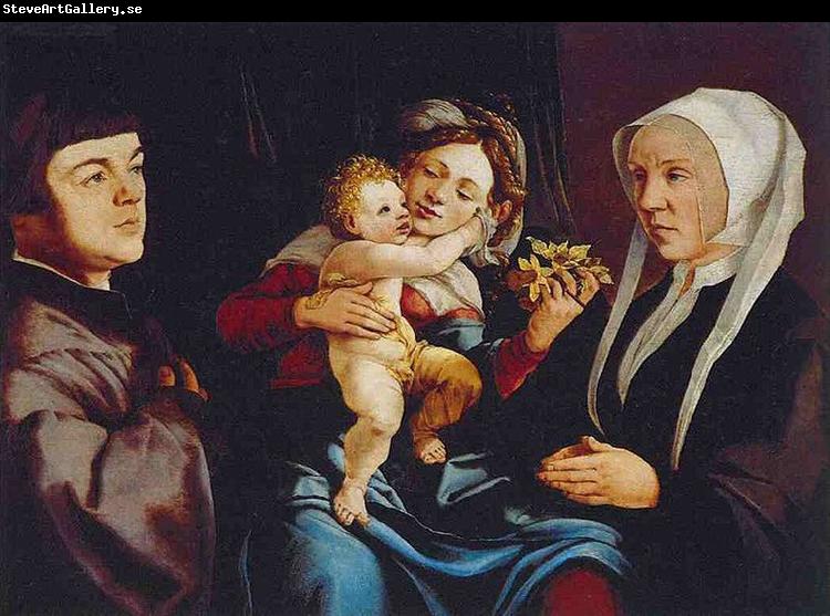 Jan van Scorel Madonna of the Daffodils with the Child and Donors